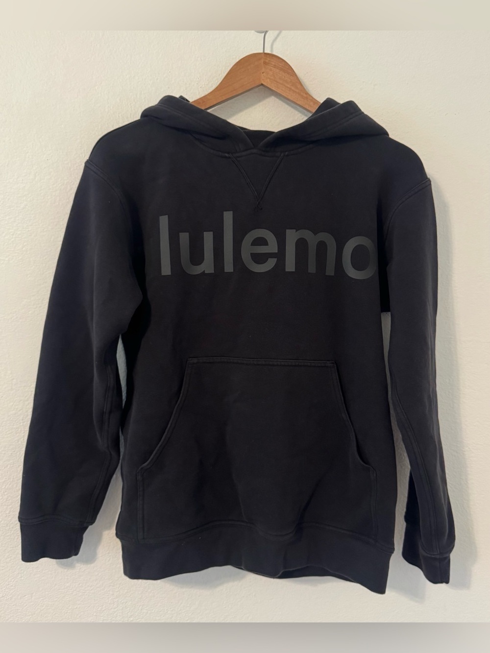 Lululemon All Yours Hoodie Graphic Black Tonal Logo Pullover Sweatshirt Size 4